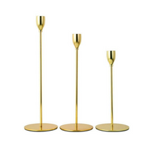 Load image into Gallery viewer, 3 Piece Gold Metal Candle Holders
