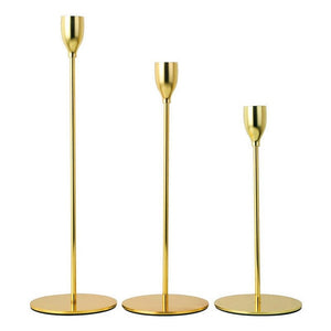 3 Piece Gold Metal Candle Holders