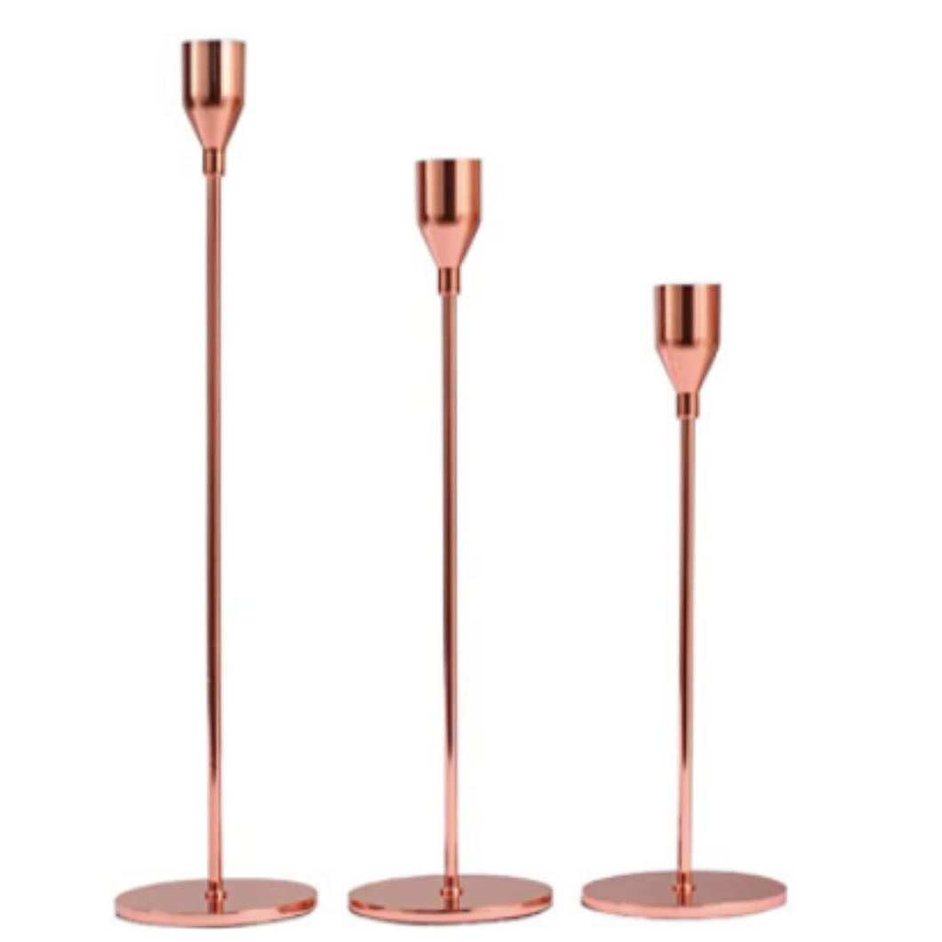 3 Piece Gold Metal Candle Holders