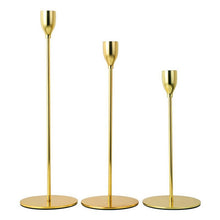 Load image into Gallery viewer, 3 Piece Gold Metal Candle Holders
